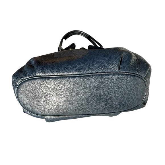 Michael Kors Navy Blue Leather Drawstring Ring Handles Satchel Shoulder Bag-Navy - Picture 8 of 15